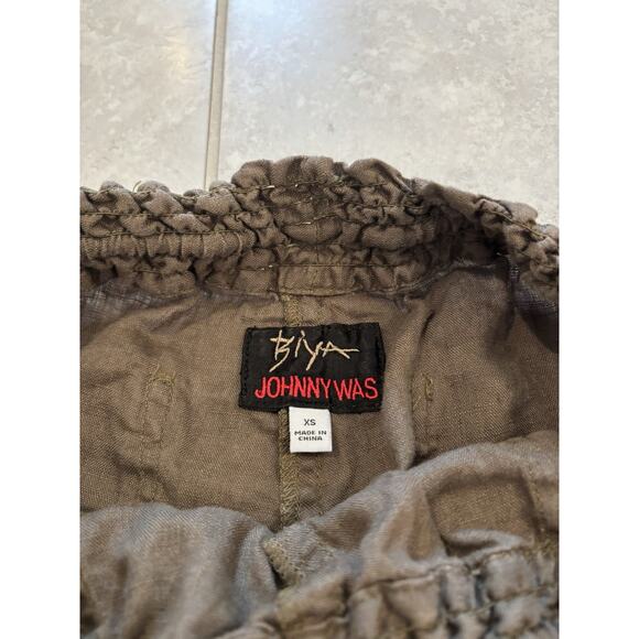 Johnny Was Biya Womens Linen Embroidered Drawstring Pants Size XS Green - Picture 4 of 12